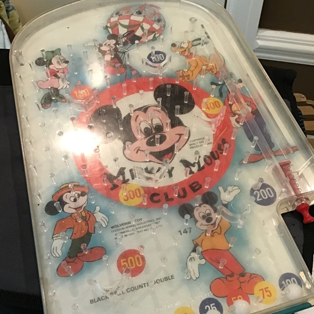 Vintage Mickey Mouse Club Walt Disney Pinball Game Made in USA Home Kids Collect